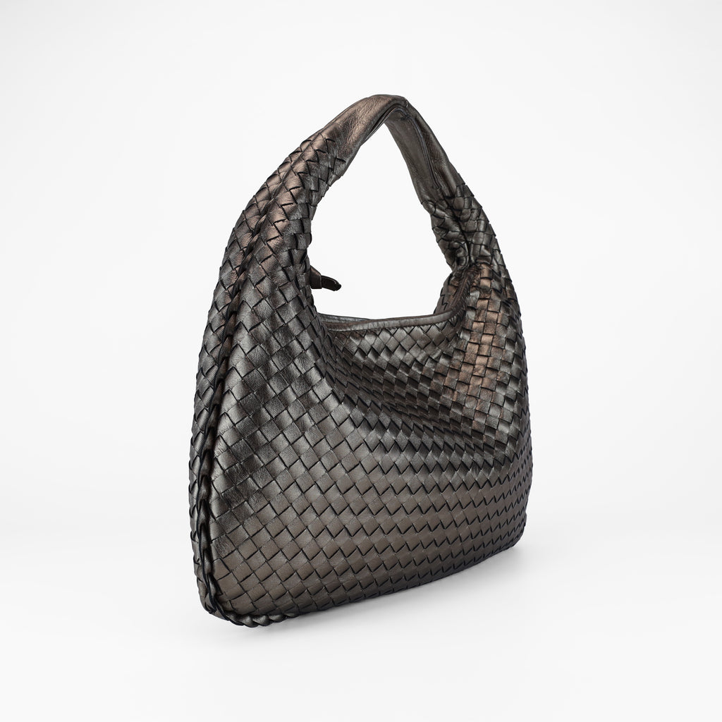 BOTTEGA VENETA METALLIC INTRECCIATO HOBO SHOULDER BAG
