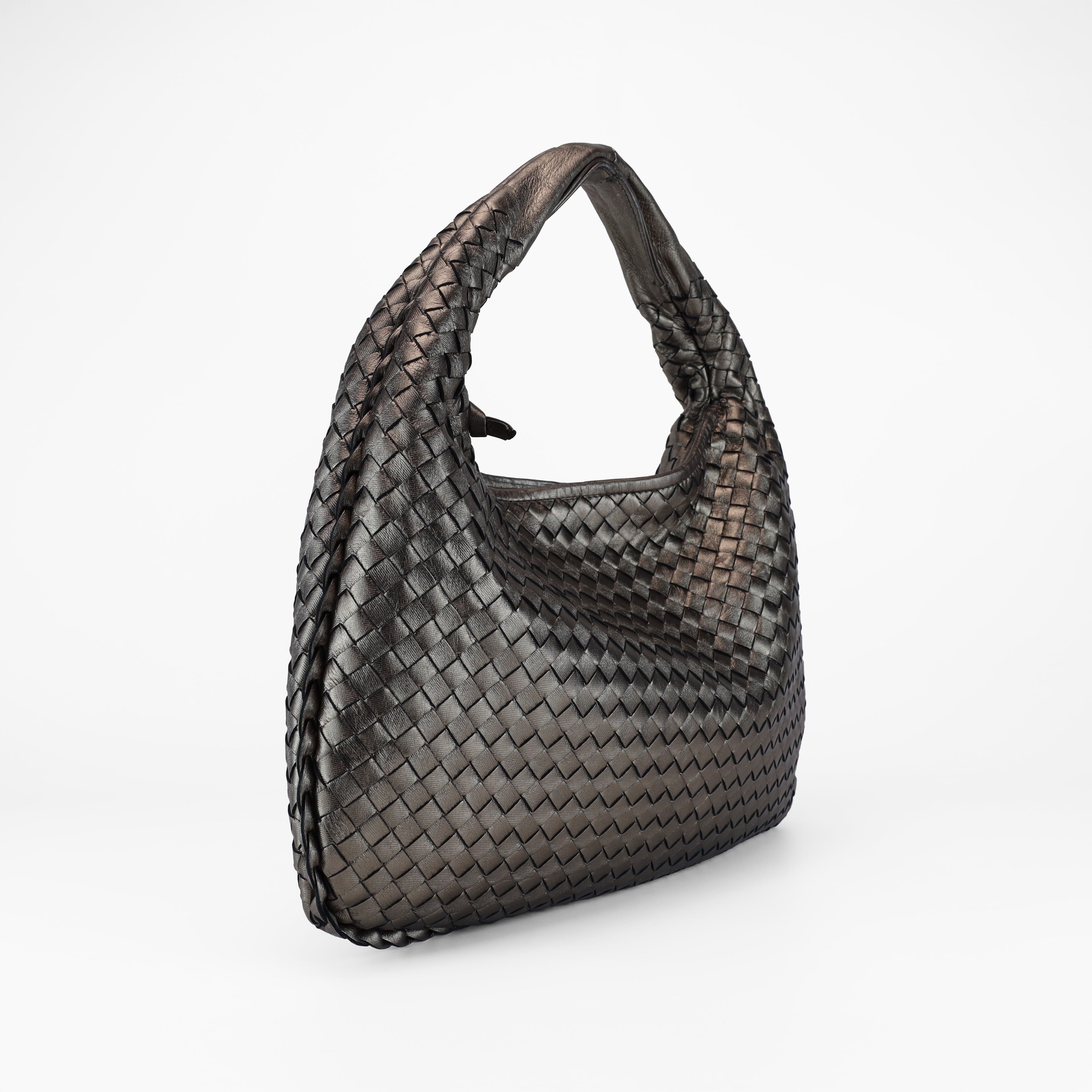 BOTTEGA VENETA METALLIC INTRECCIATO HOBO SHOULDER BAG