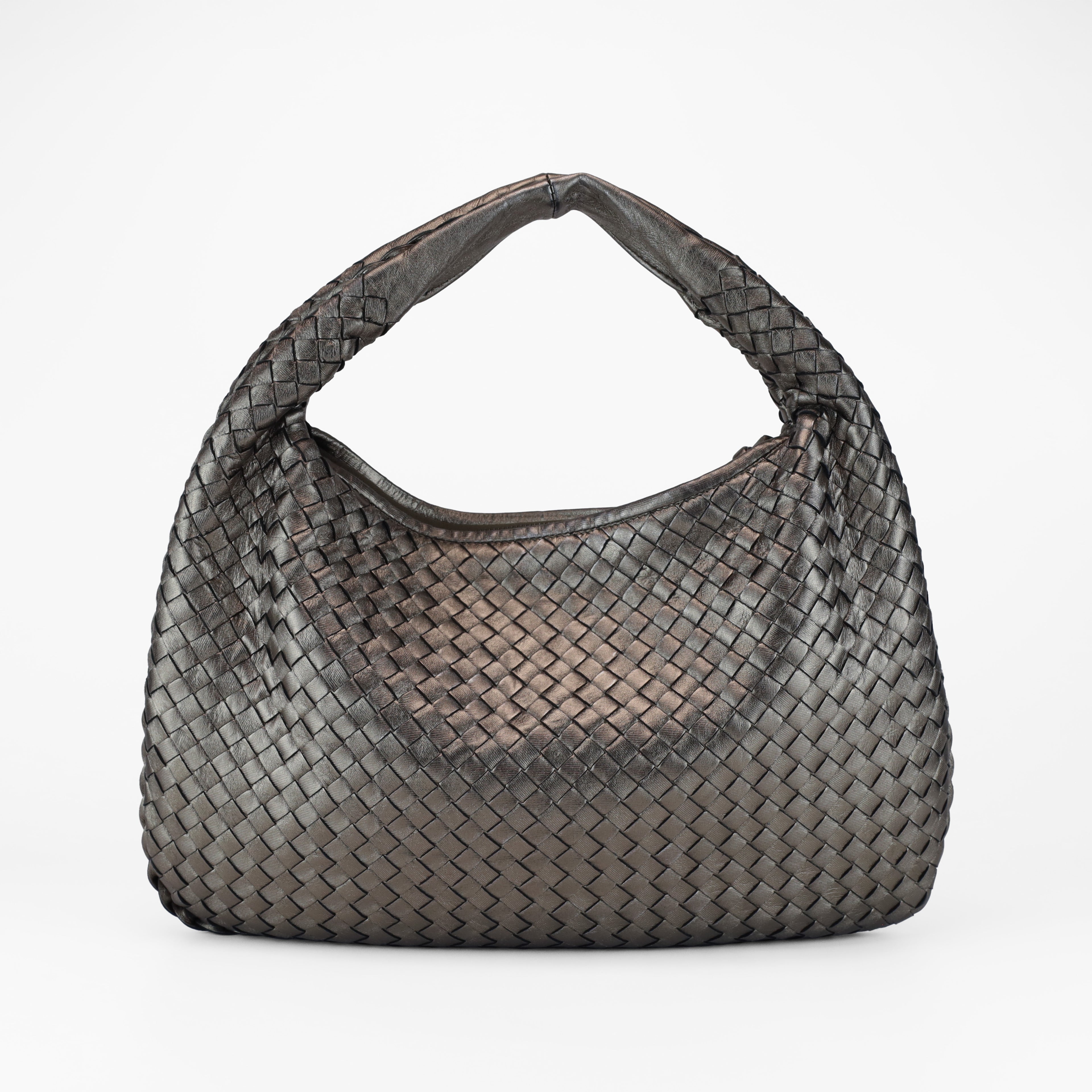 BOTTEGA VENETA METALLIC INTRECCIATO HOBO SHOULDER BAG