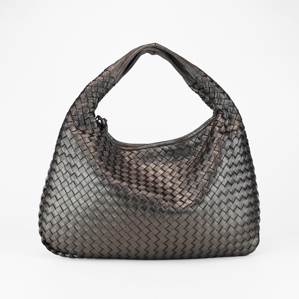 BOTTEGA VENETA METALLIC INTRECCIATO HOBO SHOULDER BAG