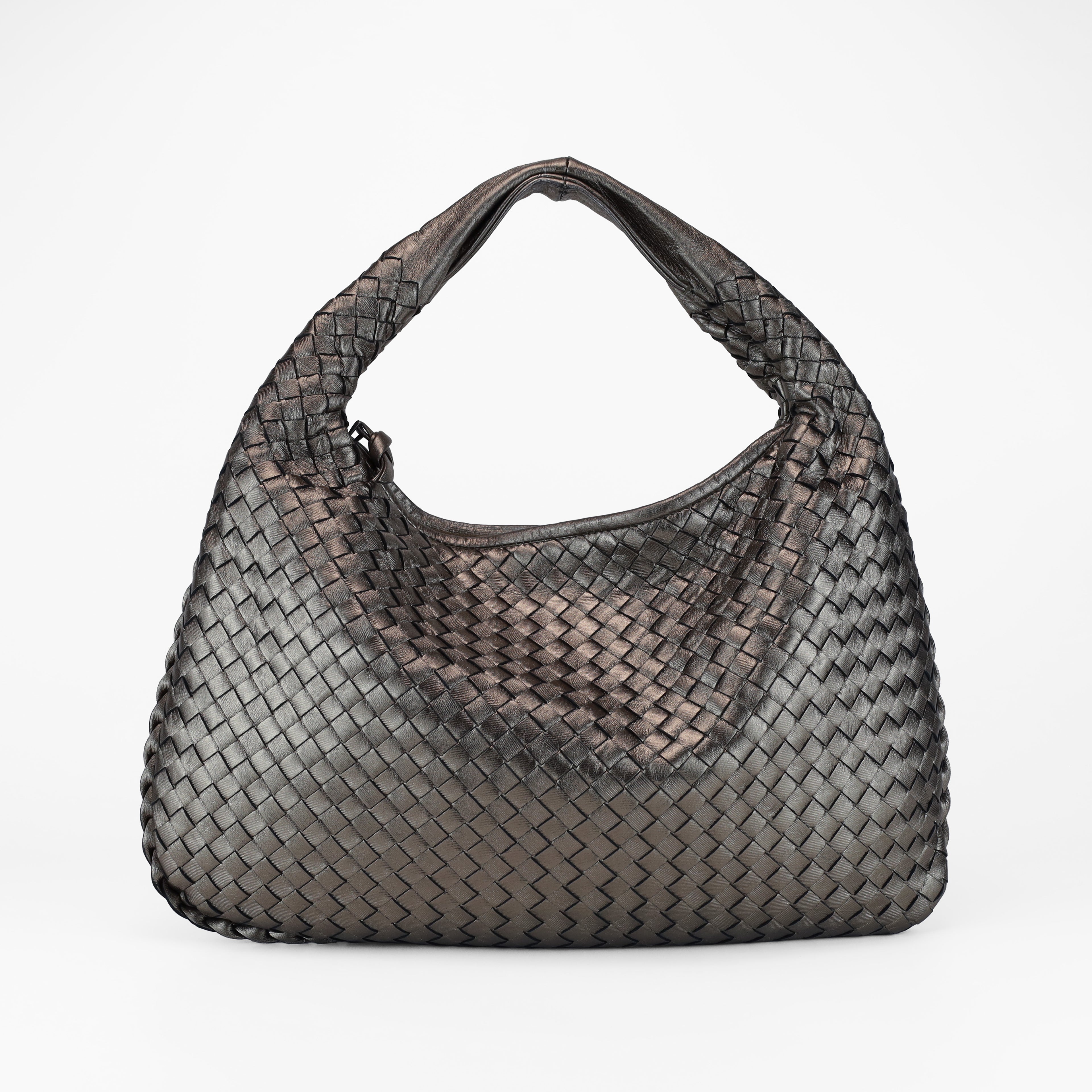 BOTTEGA VENETA METALLIC INTRECCIATO HOBO SHOULDER BAG