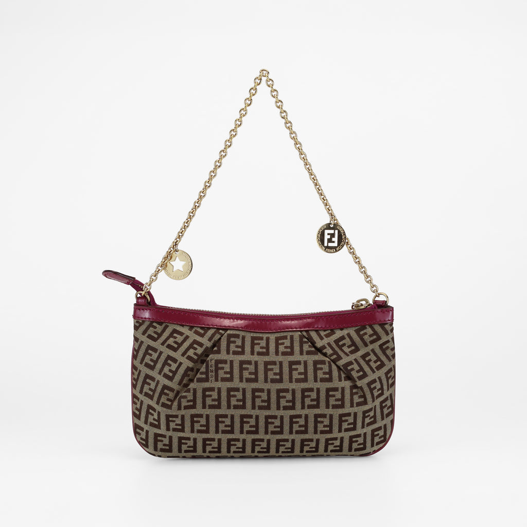 FENDI VINTAGE ZUCCHINO CHARM CHAIN POCHETTE