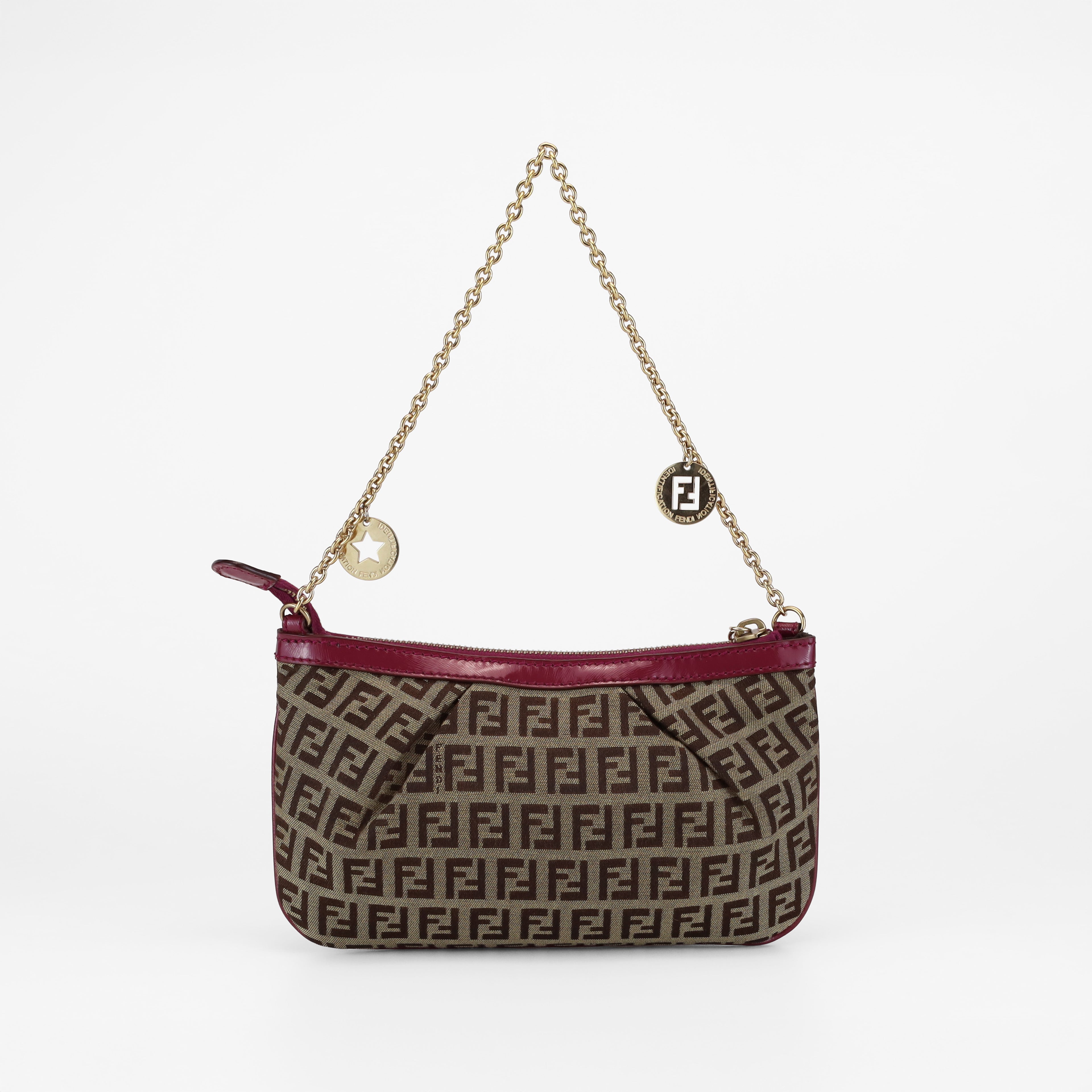 FENDI VINTAGE ZUCCHINO CHARM CHAIN POCHETTE