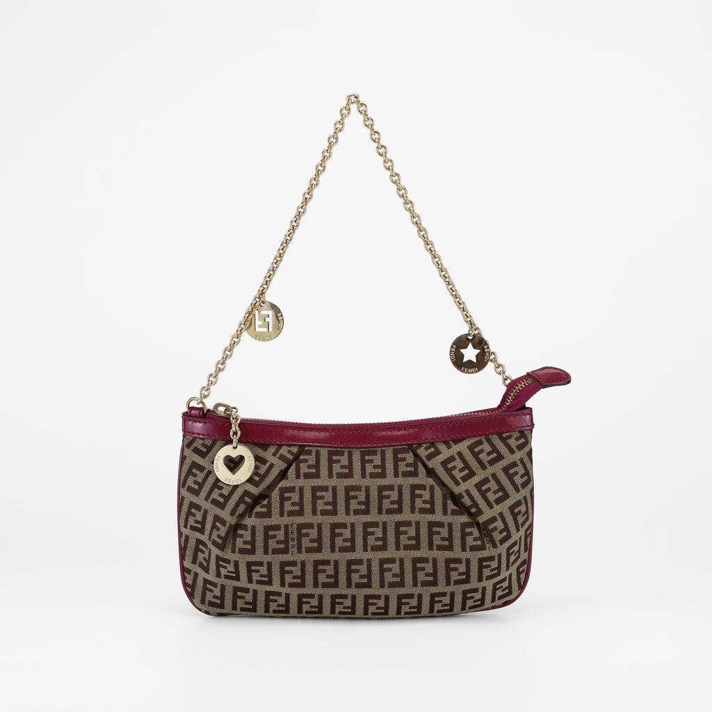 FENDI VINTAGE ZUCCHINO CHARM CHAIN POCHETTE