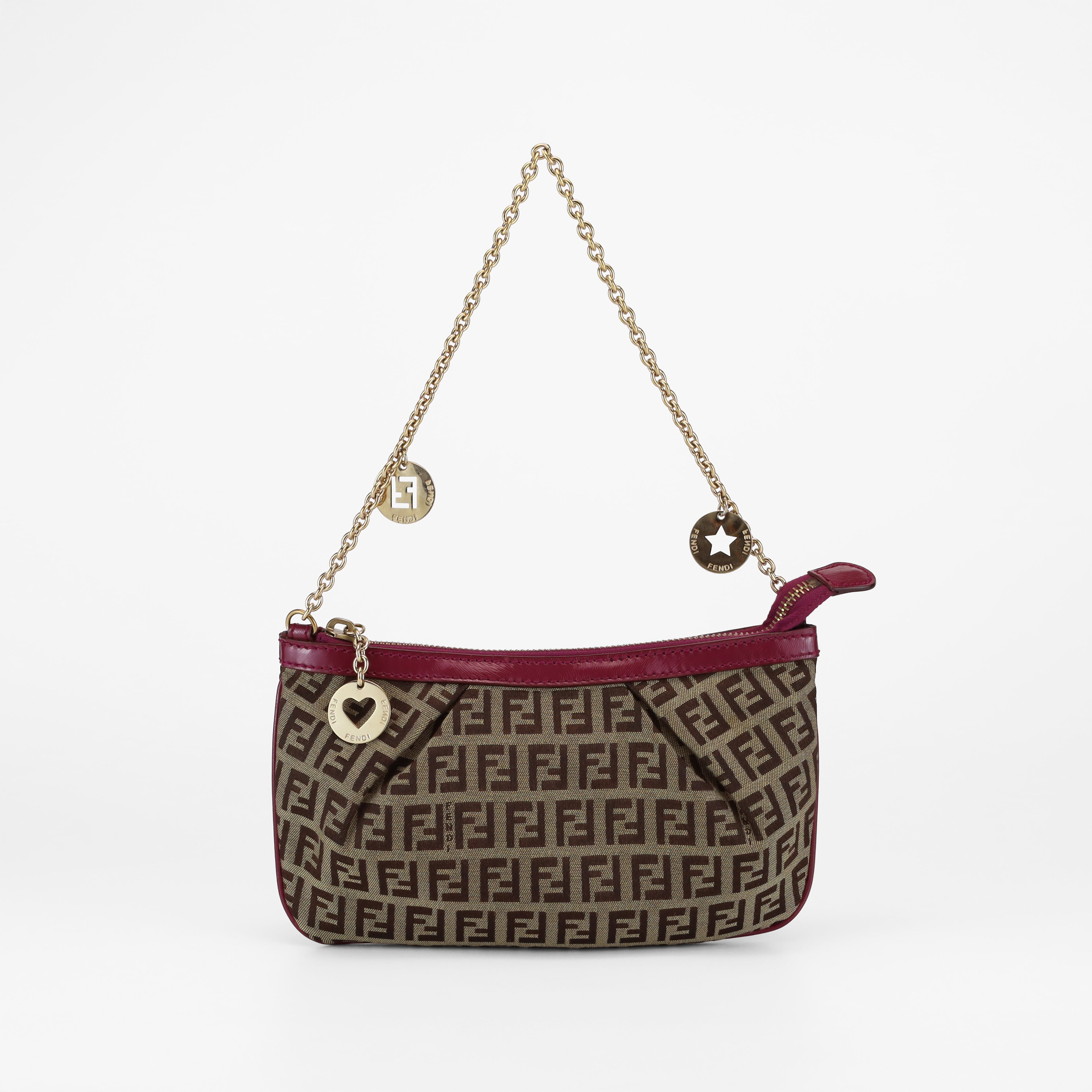 FENDI VINTAGE ZUCCHINO CHARM CHAIN POCHETTE